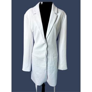 Abercrombie & Fitch Womens White Blazer Button Down Dress Sz XL Midi Minimalist